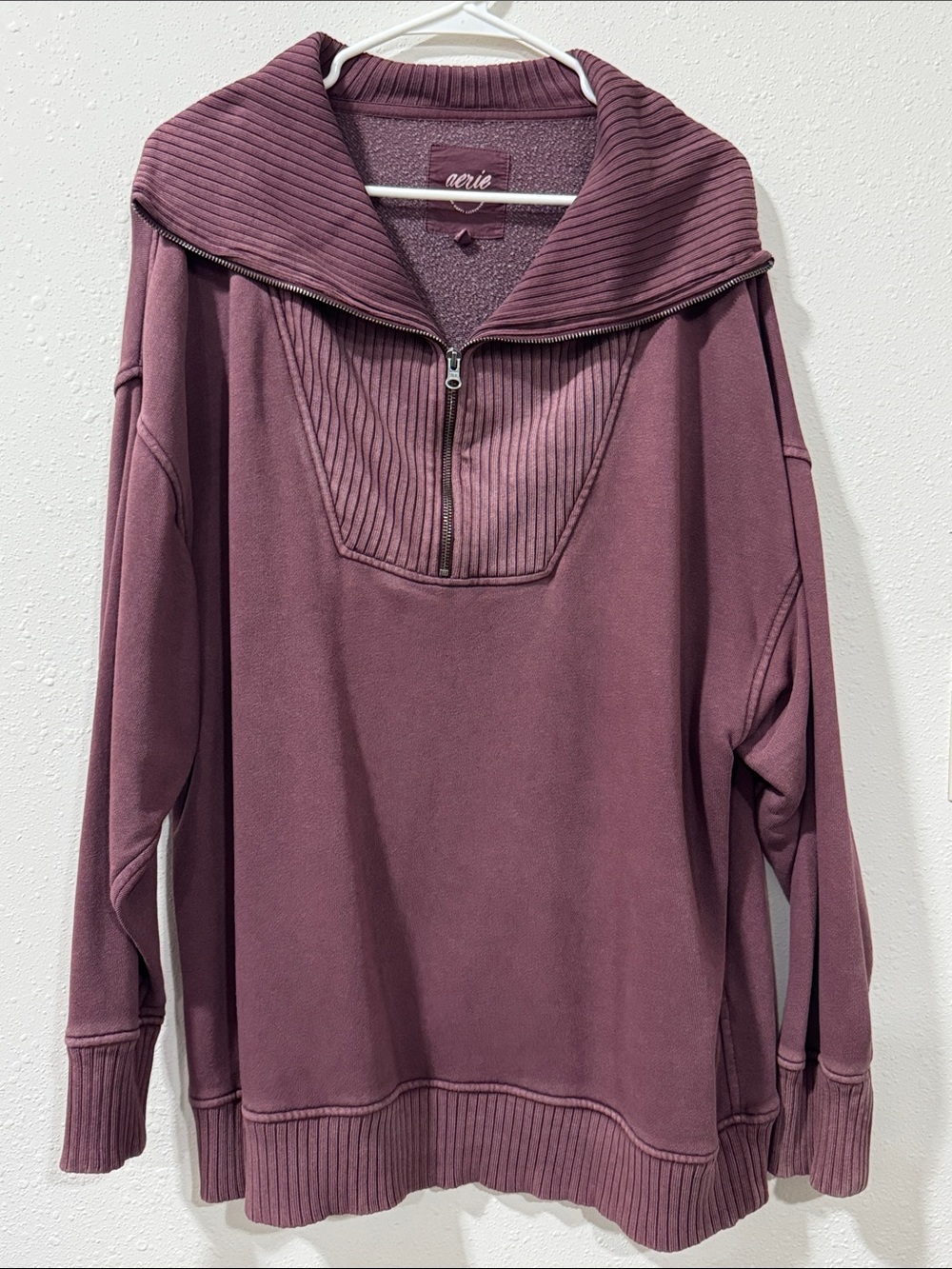 aerie Ribbed Half-Zip Cowl Neck Pullover -